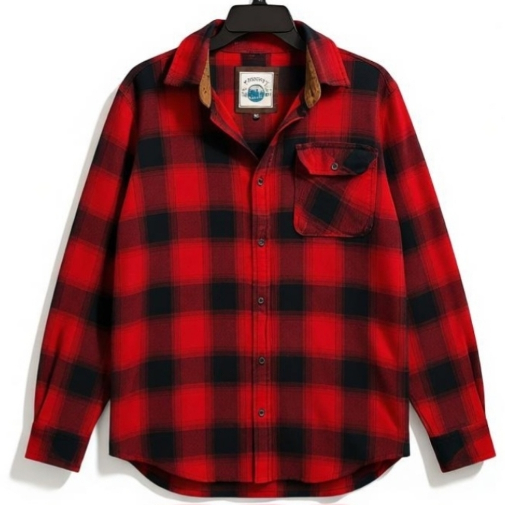 Men's 2XL GIOBERTI Brushed Flannel Plaid Checkered Shirt With Corduroy Contrast - Picture 10 of 14